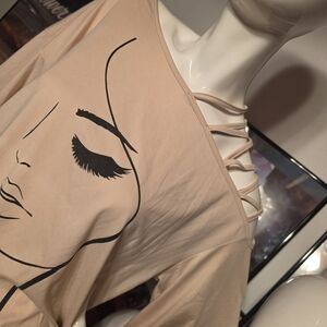 SHEIN Cream Top with Graphic Design